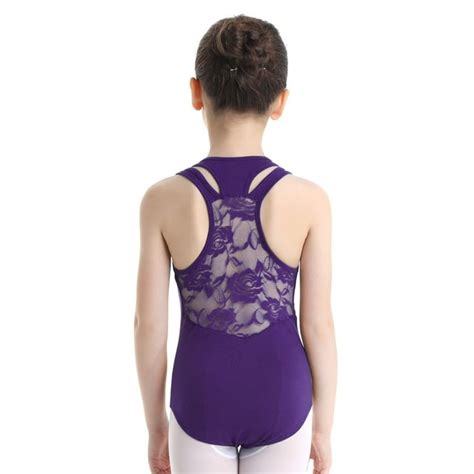 Iefiel Girls Sleeveless Floral Lace Back Ballet Dance Gymnastics