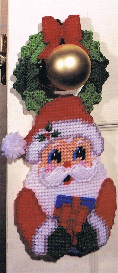 Christmas Santa Door Hanger Plastic Canvas E Pattern Plastic Canvas