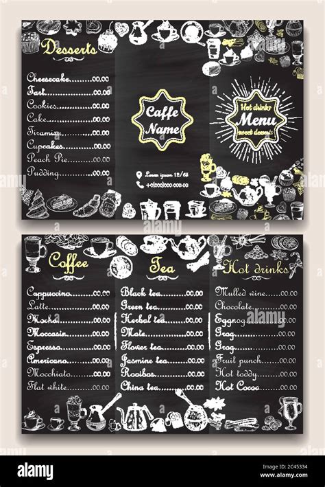 Restaurant Hot Drinks Menu Design With Chalkboard Background Vector