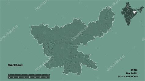 Forma De Jharkhand Estado De La India Con Su Capital Aislado Sobre Un