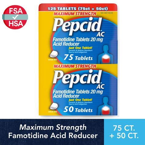 Pepcid Ac Maximum Strength Heartburn Relief 125 Ct 2 Pack Travel