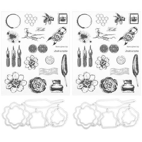 2 Set Vintage Clear Stamp Card Making Diy Scrapbooking Transparent