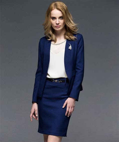 Navy Blue 3 Piece Ladies Suit Suits For Women Dress Clothes For