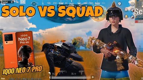 Solo Vs Squad 🔥 Iqoo Neo 7 Pro Smooth 90fps Pubgbgmi Test 2024⚡3