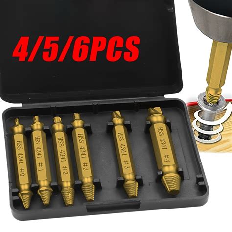 4 5 6 Pcs Damaged Screw Extractor Drill Bit Set Stripped Easily Take ...