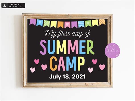 First Day Of Summer Camp Chalkboard Sign Printable Summer Etsy