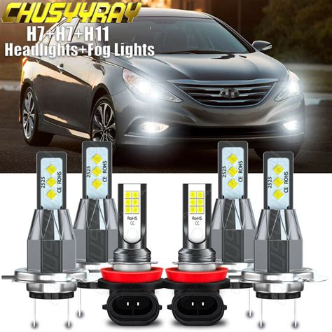 For Hyundai Sonata 2011 2012 2013 2014 Led Headlight Bulbs Fog Lamp Combo Kit