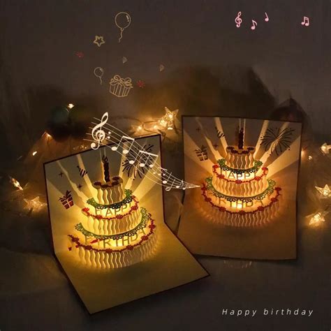 Jual Kartu Pop Up Lampu D Card Ucapan Ulang Tahun Happy Birthday Musik