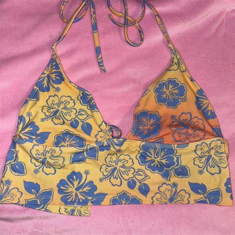 Yellow And Blue Floral Bikini Top Beachyvibes Depop