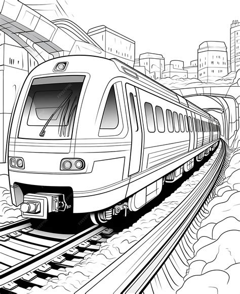 Premium Photo | Coloring page for kids Automated Metro Driverless