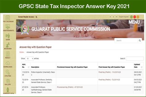 Gpsc State Tax Inspector Answer Key 2021 Pdf Out Check Gpsc