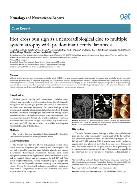 PDF Case Report Neurology And Neuroscience Reports Hot Cross Bun Sign As A Neuroradiological