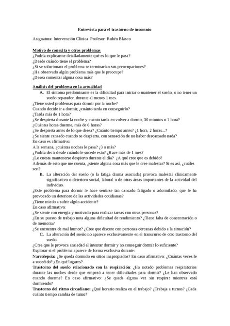 Consejos Para Referir En La Entrevista Cl Nica De Trastornos Del Sue O