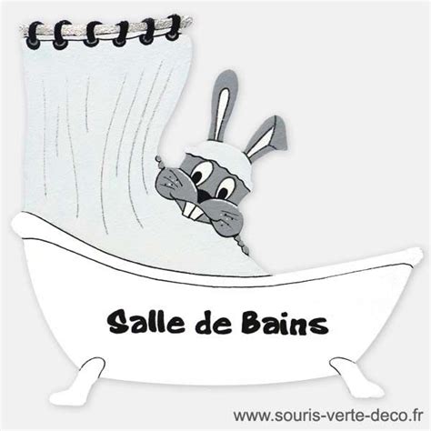 Plaque De Porte De Salles De Bains Lapin Humoristique Peinte à La Main Et Vernie