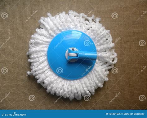 Blue Spin mop head stock photo. Image of fiber, clean - 184381676