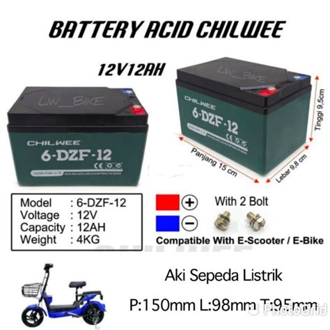 Jual Aki Baterai Sepeda Listrik Battery Acid V Ah Chilwee Dzf