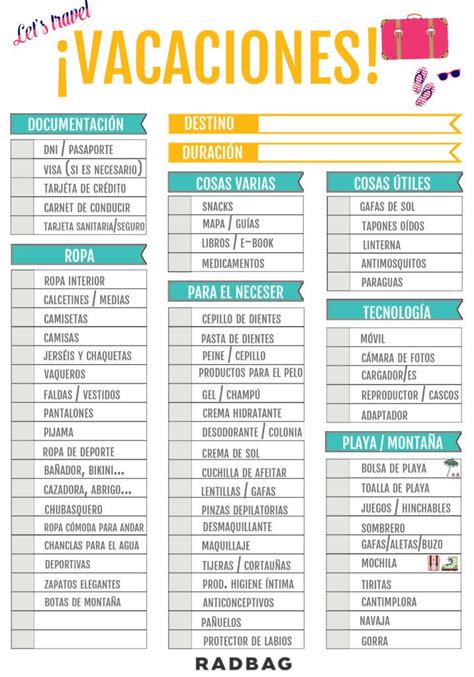 Plantilla Checklist Vacaciones Consejos Para Viajes Trucos De Viaje