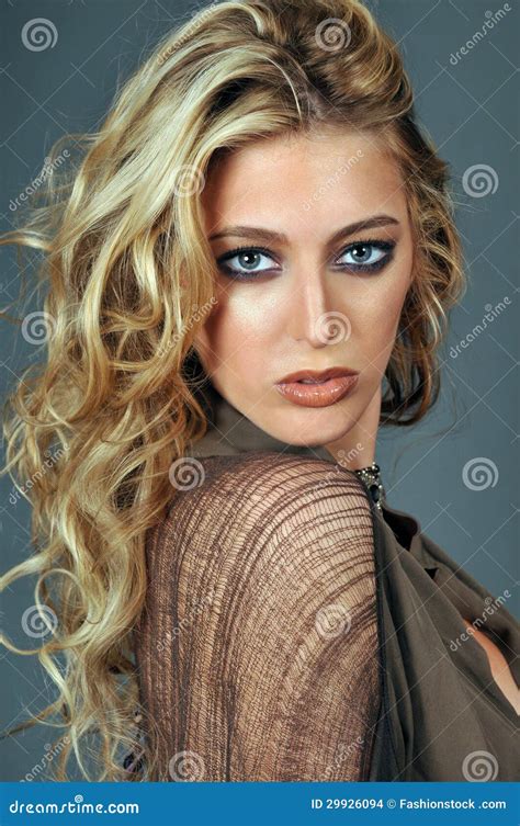 Beautiful Blonde Girl With Messy Hair Stock Photo Image Of Model Cosmetics 29926094