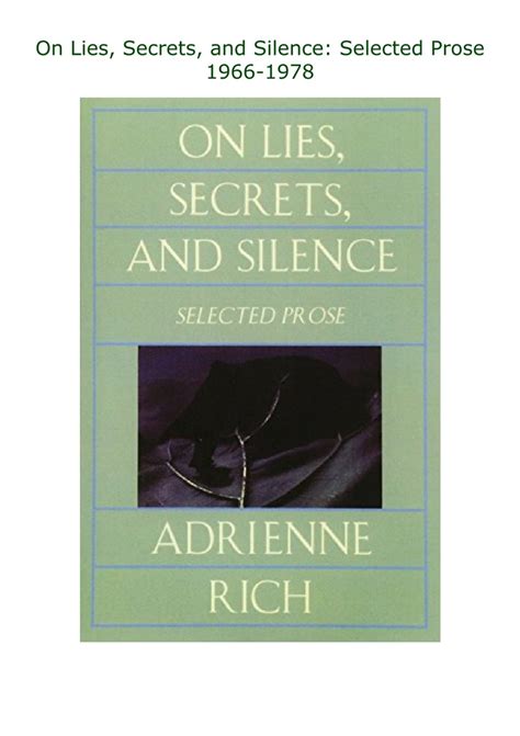 [PDF]DOWNLOAD On Lies, Secrets, and Silence: Selected Prose 1966-1978