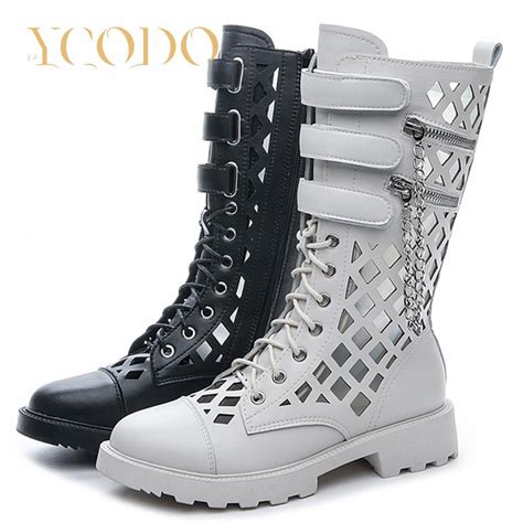 Купить Женские летние сапоги из перфорированной кожи Сапоги из ...