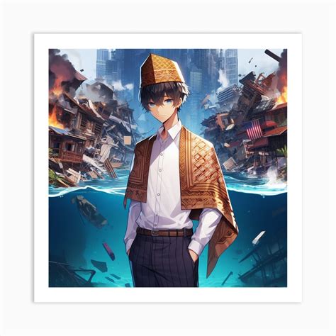 Anime Boy Standing In Water Art Print by Hamzi - Fy