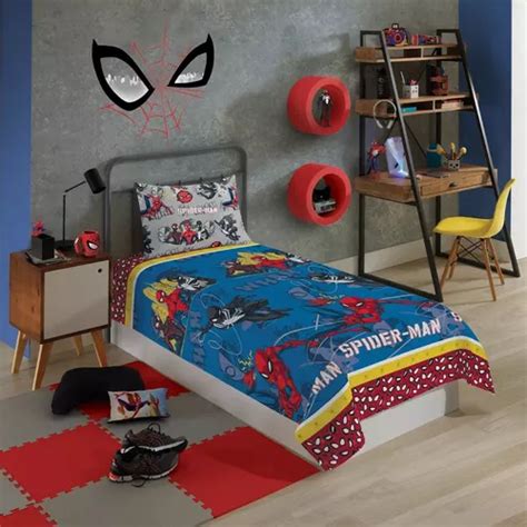 Jogo De Lençol Infantil Hot Wheels Menino Lepper 2 Peças Cor Azul Desenho Do Tecido Homem Aranha