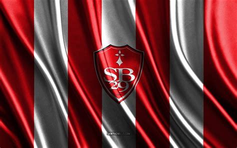 Download Stade Brestois 29 logo, Ligue 1, red white silk texture, Stade ...