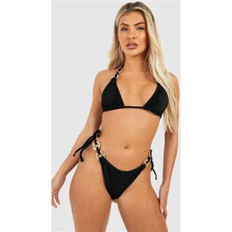 Bikini Textur Anneaux Dor S Avec Haut Triangle Et Bas Chancr Noir Noir Rakuten