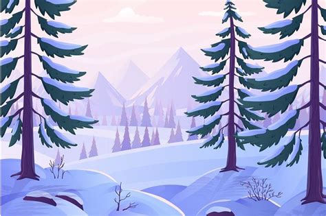 Winter forest cartoon illustration | Forest cartoon, Cartoon trees ...