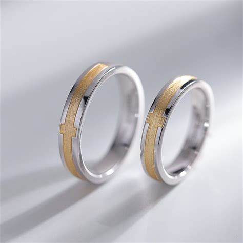 Original Cross Wedding Rings For Couples In Silver plated 18K Gold