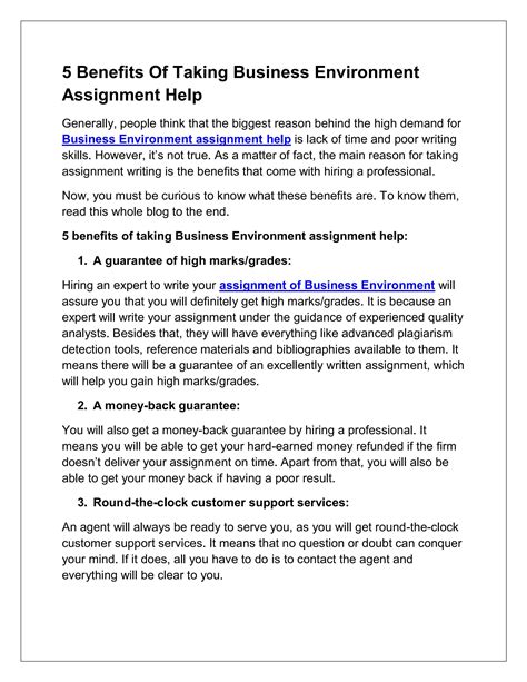 5 Benefits Of Taking Business Environment Assignment Help By Bestassignmentexpert789 Issuu