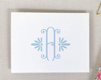 Script Monogram Stationery Set Of 10 Personalized Folded Note Etsy