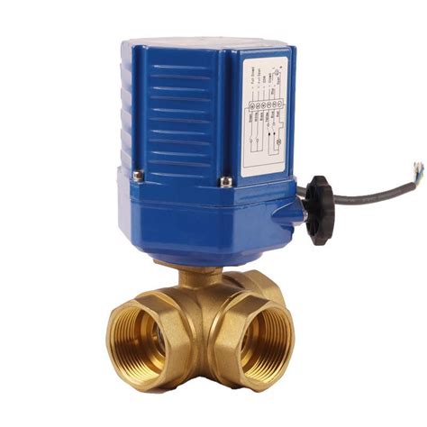 3 Way 220V AC Electric Motorized Brass Ball Valve Water Irrigation Full