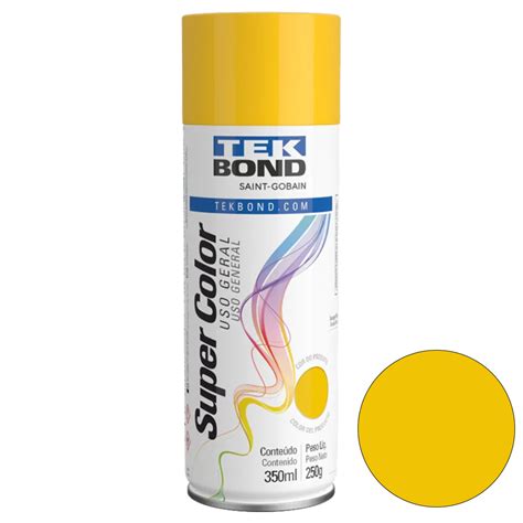 Tinta Spray Uso Geral Amarelo Brilhante 350ml 250g Tekbond