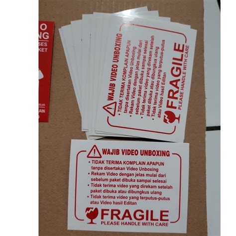 Jual Sticker Fragile Dan Unboxing Isi 10 Pcs T 6cm L 8cm Shopee