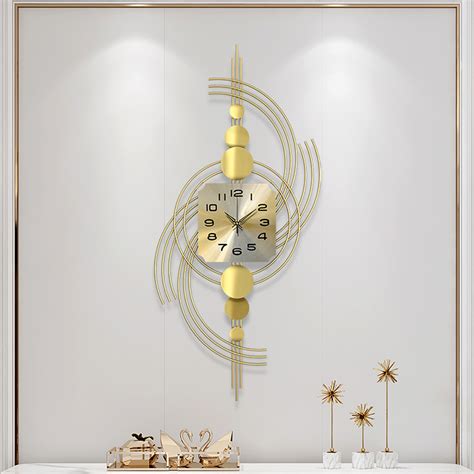 3D Modern Metal Oversized Wall Clock with Golden Geometric Frame Decorative Clock - Clocks ...