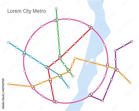 Subway map, metro lines plan with stations and transitions. Vector ...