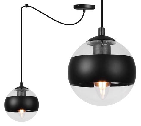 LAMPA SUFITOWA ŻYRANDOL WISZĄCA CZARNA NOWOCZESNA LOFT SZKLANE KULE