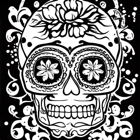 Dia De Los Muertos Sugar Skull Coloring Page Creative Fabrica