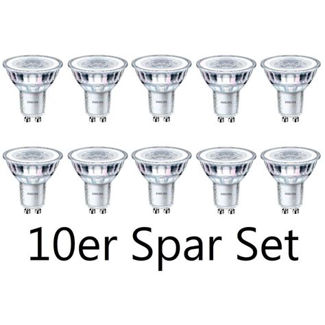 10 x Philips LED Spot GU10 LED 3,5W wie 35W 3000K