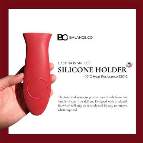Balance Co Heat Insulated Silicone Hot Handle Holder Removable Grips Cast Iron Skillet Grill Pan