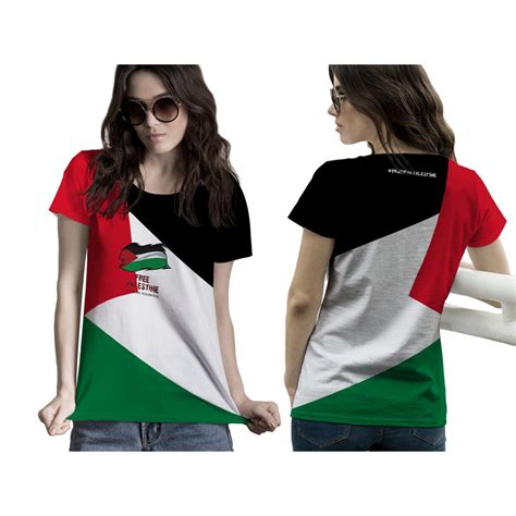 Jual Baju Kaos Tshirt Wanita Bendera Palestine Free Save Gaza Palestina