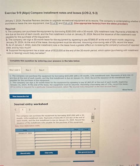 Exercise Algo Compare Installment Notes And Chegg