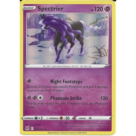 Pokemon Trading Card Game 081 196 Spectrier Rare Holo Card SWSH 11