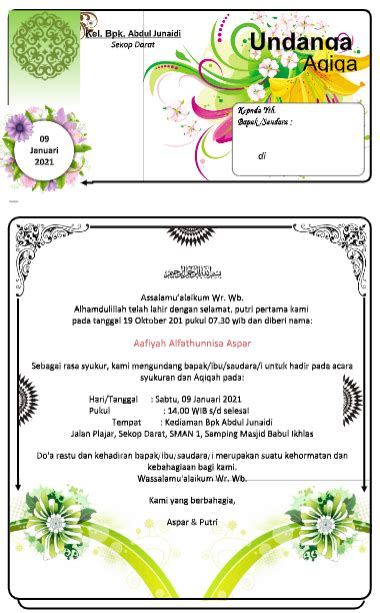 5 Contoh Undangan Aqiqah Siap Download Di Word And Canva