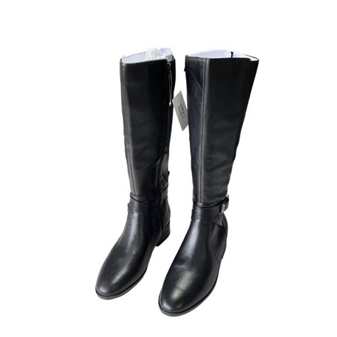 Naturalizer Boot Rena Tall Riding Buckle Black Leather Wide Calf Womens