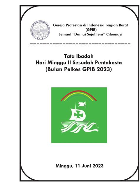 IBADAH Minggu 11 Juni 2023 TATA IBADAH Jemaat Damai Sejahtera Cileungsi