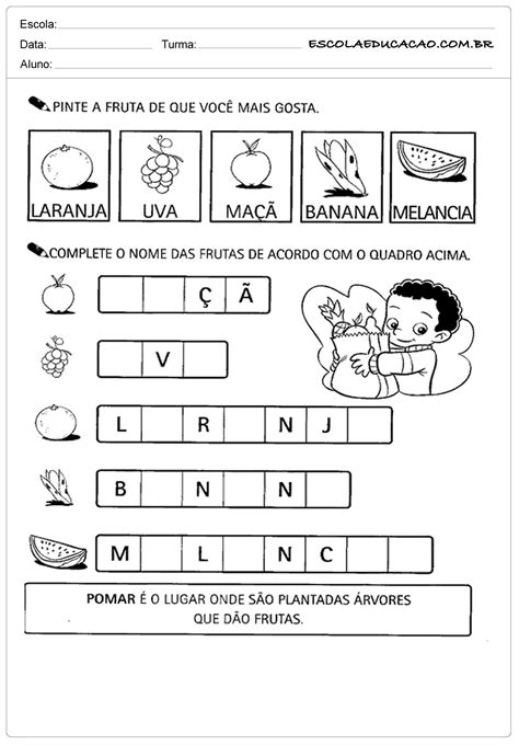 Atividades de alimentação saudável 1º ano Atividades Educativas Escola