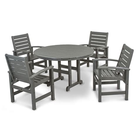 Polywood® Signature 5 Piece Round Farmhouse Dining Set Pws152 1