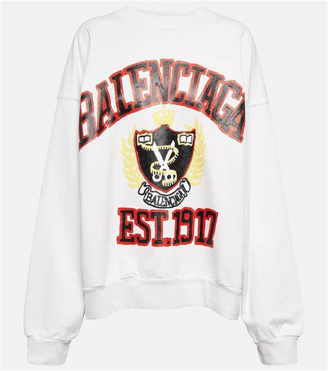 College logo cotton sweatshirt in white - Balenciaga | Mytheresa